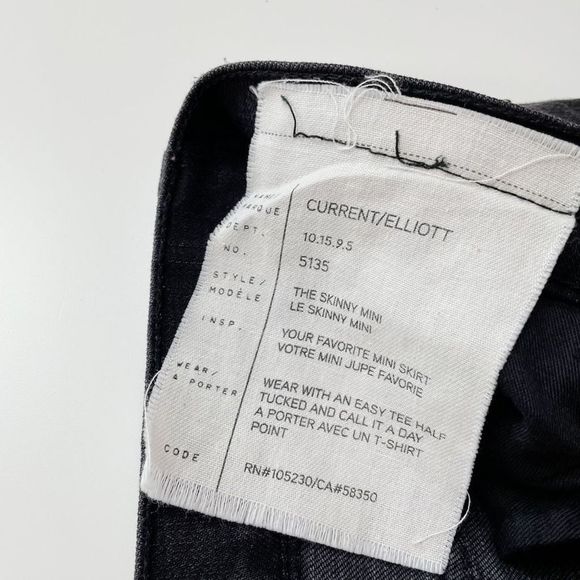 Current/Elliott Skinny Mini Denim Skirt Released Hem Drifter Washed Black 24 NWT - Picture 8 of 9